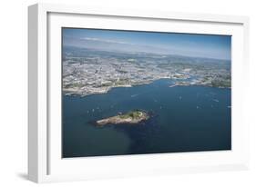 Plymouth with Drakes Island in Foreground, Devon, England, United Kingdom, Europe-Dan Burton-Framed Photographic Print