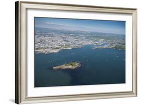 Plymouth with Drakes Island in Foreground, Devon, England, United Kingdom, Europe-Dan Burton-Framed Photographic Print