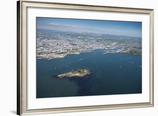 Plymouth with Drakes Island in Foreground, Devon, England, United Kingdom, Europe-Dan Burton-Framed Photographic Print