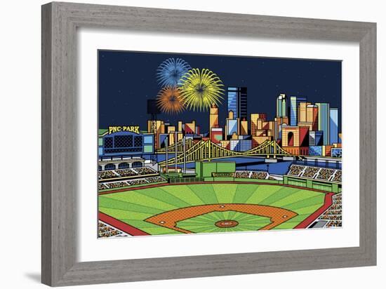 PNC Park Fireworks Pittsburgh-Ron Magnes-Framed Giclee Print