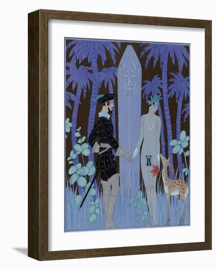 Pocahontas, Princesse (Pocahontas, Princess), 1929 (Engraving)-Georges Barbier-Framed Giclee Print