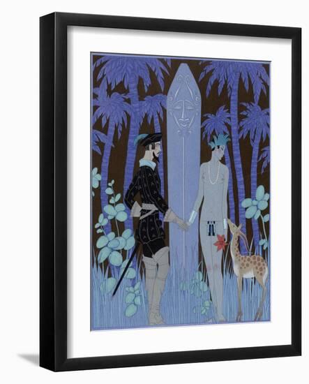 Pocahontas, Princesse (Pocahontas, Princess), 1929 (Engraving)-Georges Barbier-Framed Giclee Print