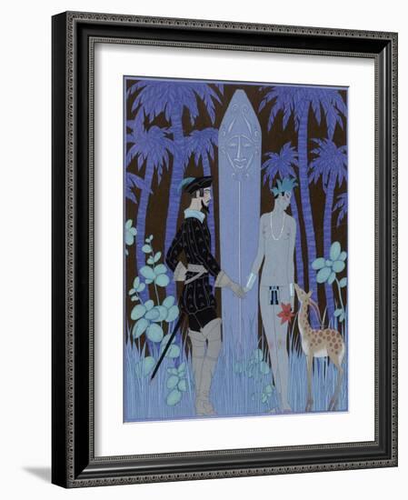 Pocahontas, Princesse (Pocahontas, Princess), 1929 (Engraving)-Georges Barbier-Framed Giclee Print