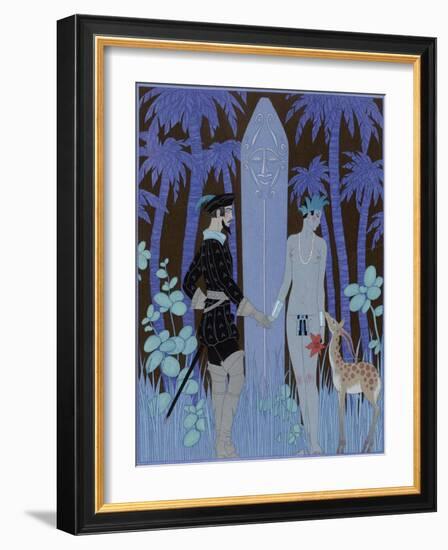 Pocahontas, Princesse (Pocahontas, Princess), 1929 (Engraving)-Georges Barbier-Framed Giclee Print