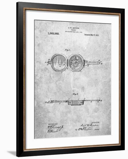 Pocket Transit Compass 1919 Patent-Cole Borders-Framed Art Print