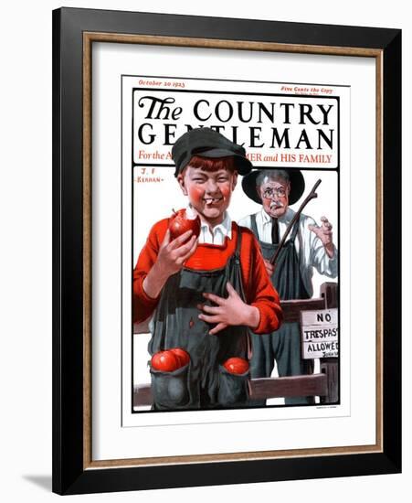 "Pockets Full of Apples," Country Gentleman Cover, October 20, 1923-J.F. Kernan-Framed Giclee Print