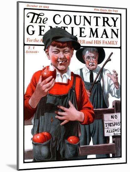 "Pockets Full of Apples," Country Gentleman Cover, October 20, 1923-J.F. Kernan-Mounted Giclee Print