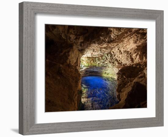 Poco Encantado Cave and Clear Water in Chapada Diamantina, Brazil-Alex Saberi-Framed Photographic Print