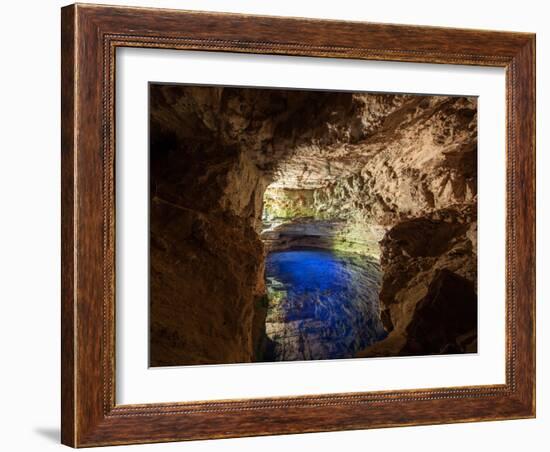 Poco Encantado Cave and Clear Water in Chapada Diamantina, Brazil-Alex Saberi-Framed Photographic Print