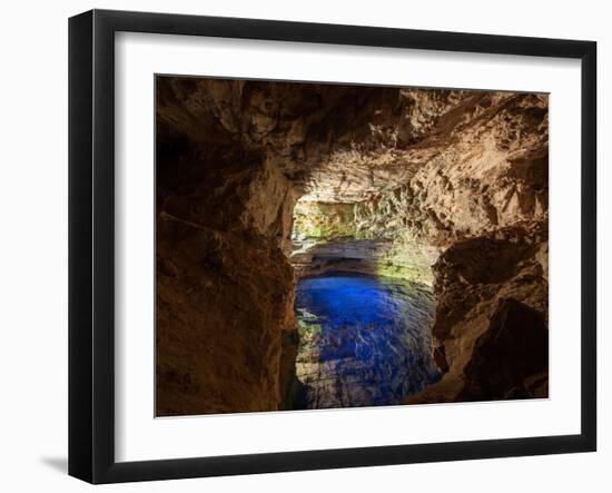 Poco Encantado Cave and Clear Water in Chapada Diamantina, Brazil-Alex Saberi-Framed Photographic Print