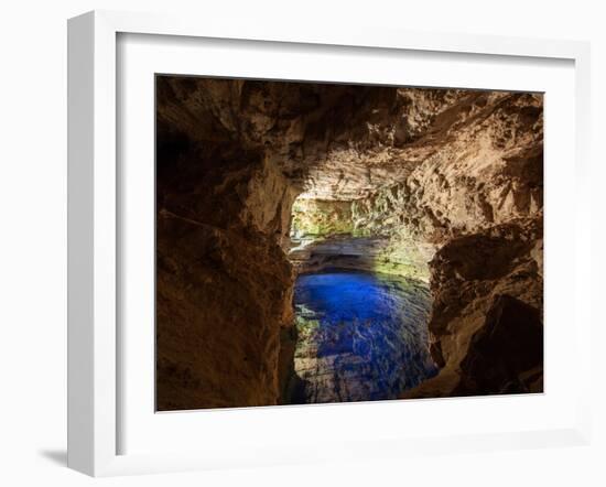 Poco Encantado Cave and Clear Water in Chapada Diamantina, Brazil-Alex Saberi-Framed Photographic Print