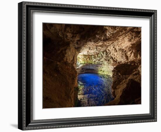 Poco Encantado Cave and Clear Water in Chapada Diamantina, Brazil-Alex Saberi-Framed Photographic Print