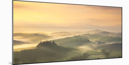 Podere Belvedere and mist at sunrise, San Quirico d'Orcia, Val d'Orcia, Tuscany, Italy-Ed Hasler-Mounted Photographic Print