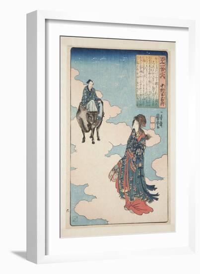 Poem by Ch?Nagon Yakamochi (Colour Woodblock Print)-Utagawa Kuniyoshi-Framed Giclee Print