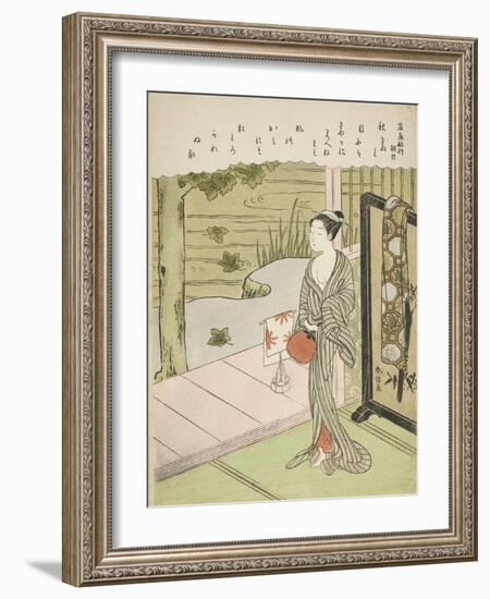 Poem by Fujiwara No Toshiyuki, from an Untitled Series of Thirty-Six Immortal Poets, C.1767-68-Suzuki Harunobu-Framed Giclee Print