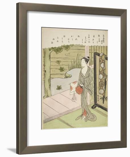 Poem by Fujiwara No Toshiyuki, from an Untitled Series of Thirty-Six Immortal Poets, C.1767-68-Suzuki Harunobu-Framed Giclee Print