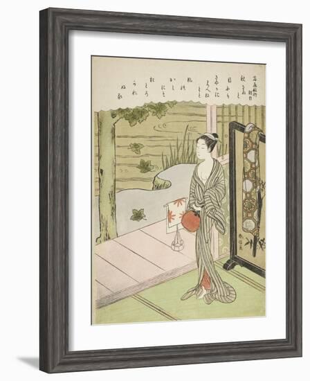 Poem by Fujiwara No Toshiyuki, from an Untitled Series of Thirty-Six Immortal Poets, C.1767-68-Suzuki Harunobu-Framed Giclee Print