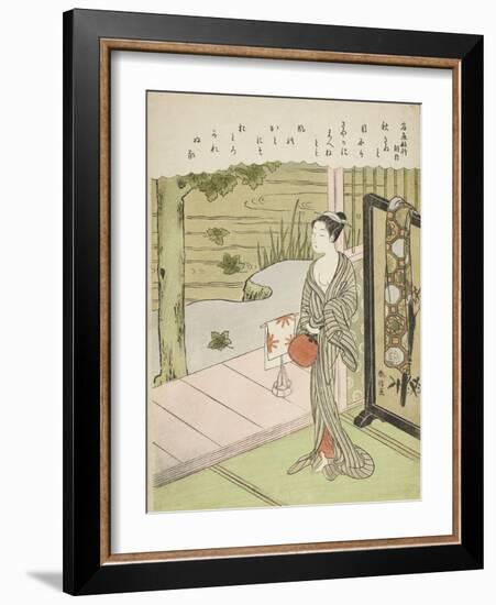 Poem by Fujiwara No Toshiyuki, from an Untitled Series of Thirty-Six Immortal Poets, C.1767-68-Suzuki Harunobu-Framed Giclee Print