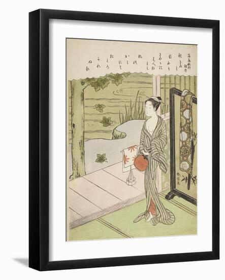 Poem by Fujiwara No Toshiyuki, from an Untitled Series of Thirty-Six Immortal Poets, C.1767-68-Suzuki Harunobu-Framed Giclee Print