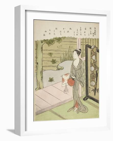 Poem by Fujiwara No Toshiyuki, from an Untitled Series of Thirty-Six Immortal Poets, C.1767-68-Suzuki Harunobu-Framed Giclee Print