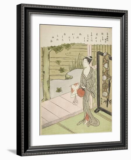 Poem by Fujiwara No Toshiyuki, from an Untitled Series of Thirty-Six Immortal Poets, C.1767-68-Suzuki Harunobu-Framed Giclee Print