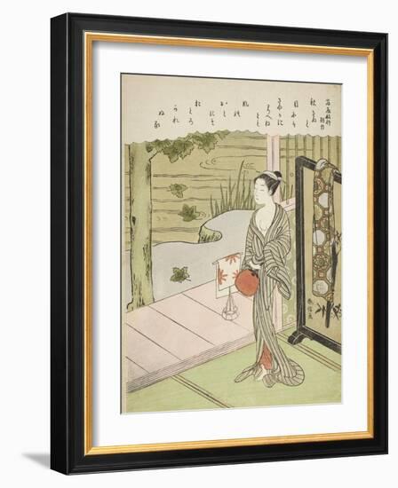 Poem by Fujiwara No Toshiyuki, from an Untitled Series of Thirty-Six Immortal Poets, C.1767-68-Suzuki Harunobu-Framed Giclee Print