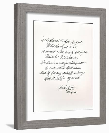 Poem by the Outlaw and Poet Black Bart-null-Framed Giclee Print