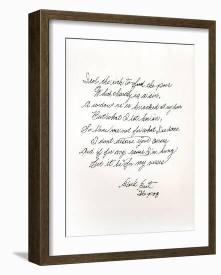 Poem by the Outlaw and Poet Black Bart-null-Framed Giclee Print