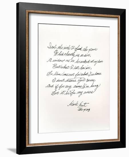 Poem by the Outlaw and Poet Black Bart-null-Framed Giclee Print