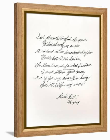 Poem by the Outlaw and Poet Black Bart-null-Framed Premier Image Canvas