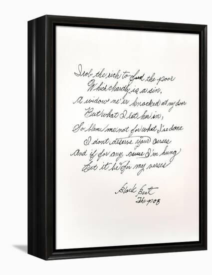 Poem by the Outlaw and Poet Black Bart-null-Framed Premier Image Canvas