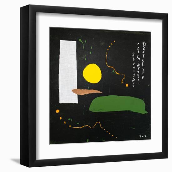 Poem started with a yellow dot-Hyunah Kim-Framed Art Print