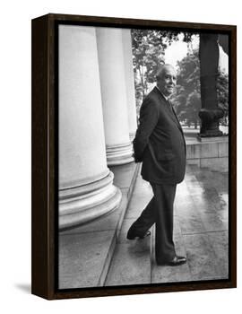 Poet and Vice President of Hartford Accident and Indemnity Co, Wallace Stevens Standing on Steps-Walter Sanders-Framed Premier Image Canvas