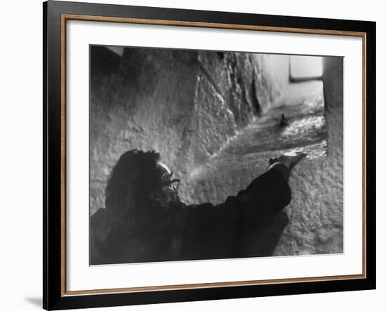 Poet John Berryman Visiting Tower Where James Joyce Once Lived-Terence Spencer-Framed Premium Photographic Print