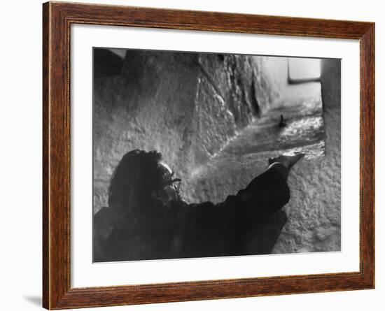 Poet John Berryman Visiting Tower Where James Joyce Once Lived-Terence Spencer-Framed Premium Photographic Print