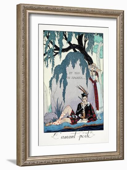 Poet Lover, from 'Falbalas and Fanfreluches, Almanach des Modes Présentes, Passées et Futures',…-Georges Barbier-Framed Giclee Print