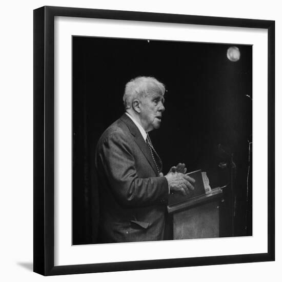 Poet Robert Frost Reading His Poetry-null-Framed Premium Photographic Print