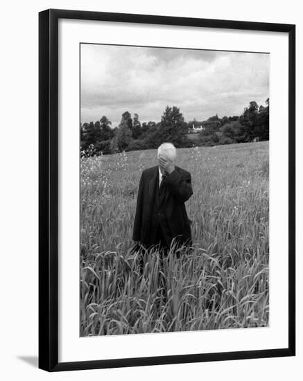 Poet Robert Frost Standing in Oxford Field with His Hand over His Face-Howard Sochurek-Framed Premium Photographic Print