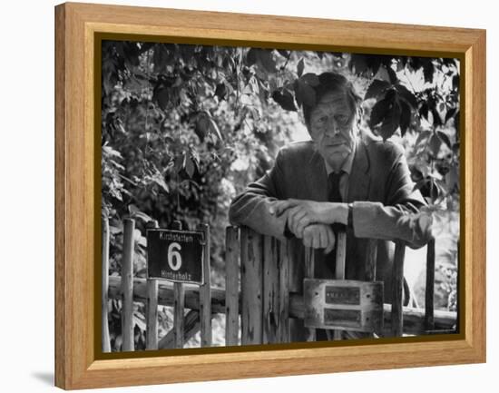 Poet, Wystan H. Auden, Standing Outside Gate of His Home-Harry Redl-Framed Premier Image Canvas