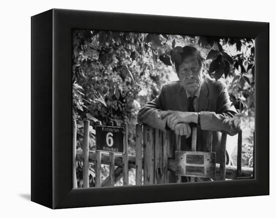 Poet, Wystan H. Auden, Standing Outside Gate of His Home-Harry Redl-Framed Premier Image Canvas