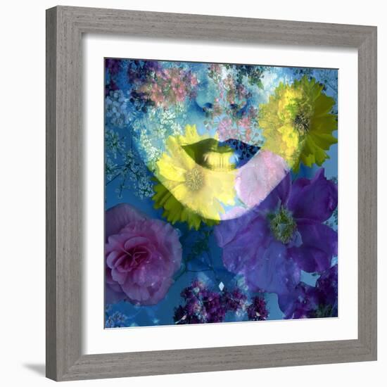 Poetic Montage of a Portrait with Colorful Floral Ornaments-Alaya Gadeh-Framed Photographic Print