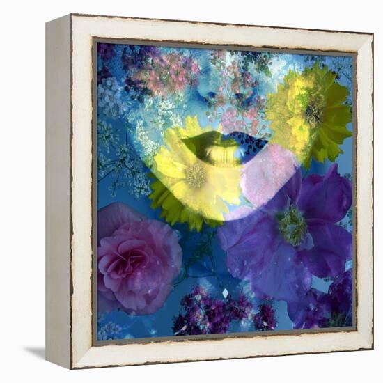Poetic Montage of a Portrait with Colorful Floral Ornaments-Alaya Gadeh-Framed Premier Image Canvas