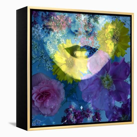 Poetic Montage of a Portrait with Colorful Floral Ornaments-Alaya Gadeh-Framed Premier Image Canvas