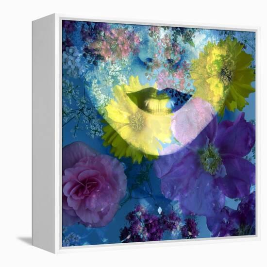 Poetic Montage of a Portrait with Colorful Floral Ornaments-Alaya Gadeh-Framed Premier Image Canvas