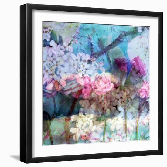 Poetic Photographic Layer Work from Pink Roses and Other Flowers, Conceptual Layer Work-Alaya Gadeh-Framed Photographic Print