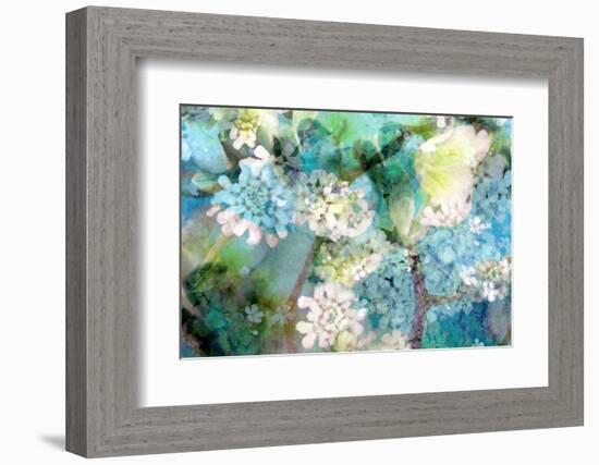 Poetic Photographic Layer Work from White and Blue Flowers with Textures-Alaya Gadeh-Framed Photographic Print