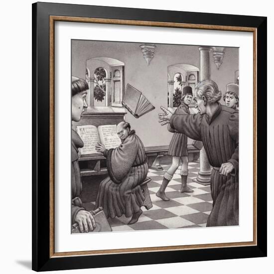 Poggio Bracciolini Throws a Book at a Fellow Scholar, Tortelli-Pat Nicolle-Framed Giclee Print