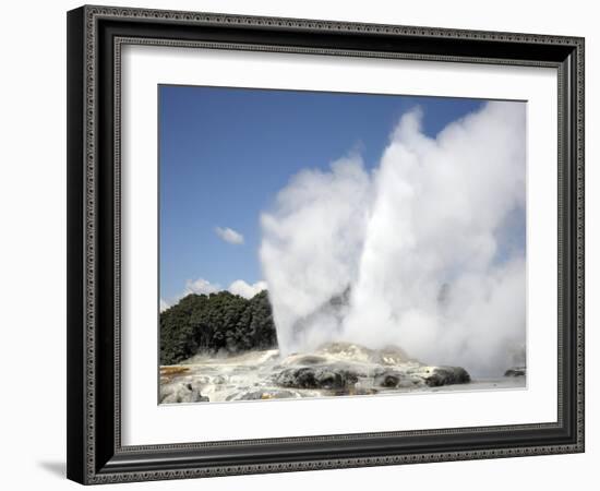 Pohutu and Prince of Wales Feathers Geyser, Whakarewarewa, Rotorua, New Zealand-Stocktrek Images-Framed Photographic Print