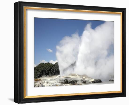 Pohutu and Prince of Wales Feathers Geyser, Whakarewarewa, Rotorua, New Zealand-Stocktrek Images-Framed Photographic Print