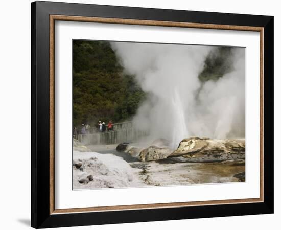 Pohutu Geyser at Te Puia Wakarewarewa Geothermal Village, Rotorua, Taupo Volcanic Zone, New Zealand-Kober Christian-Framed Photographic Print